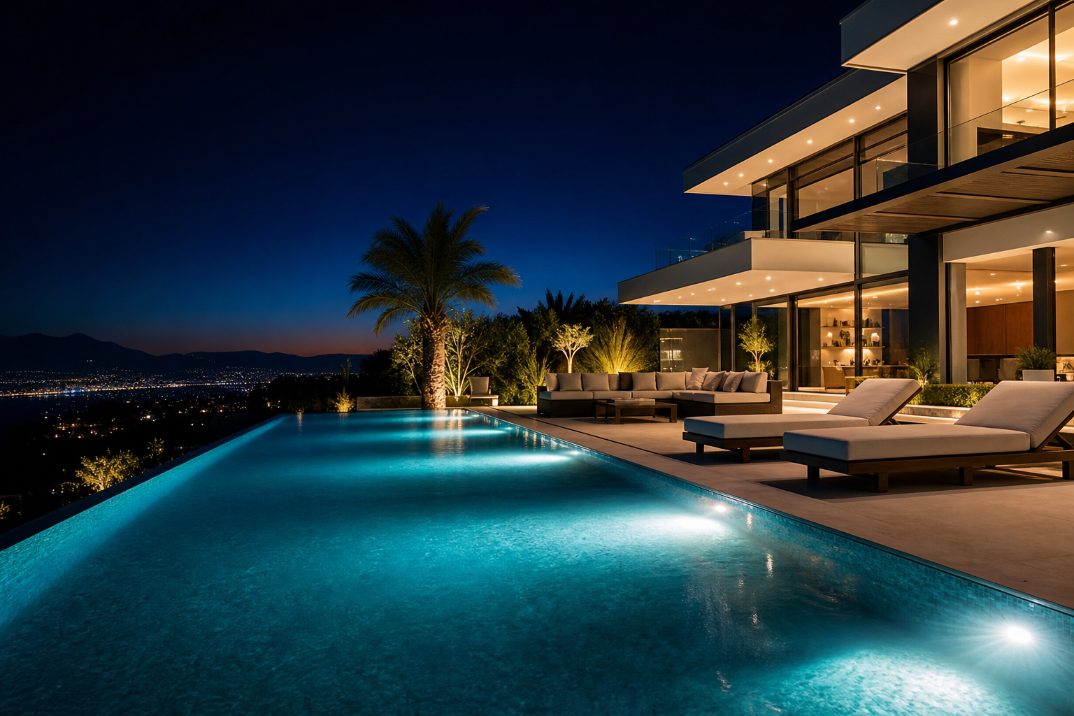 Piscine connectée illuminée