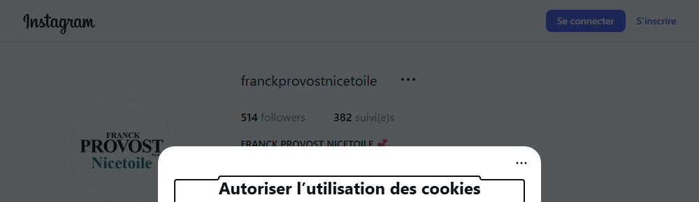 Capture du profil Instagram — Franck Provost Nicetoile