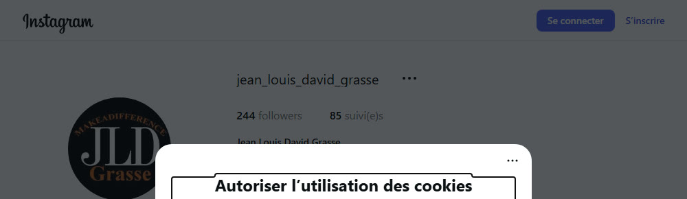 Capture du profil Instagram — Jean Louis David Grasse