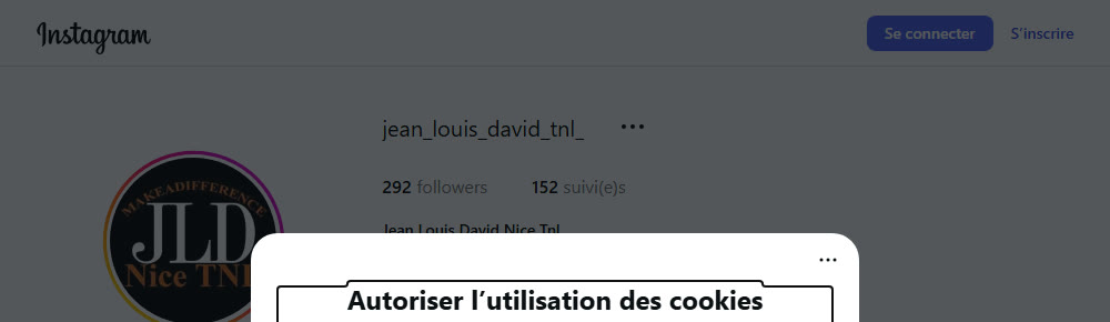 Capture du profil Instagram — Jean Louis David Nice TNL
